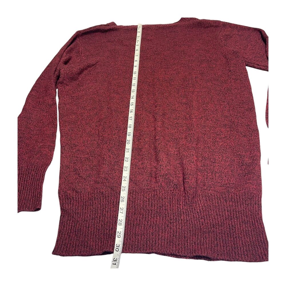 Ashley Stewart Sweater Women 18-20 Red Acrylic Cable Knit Ribbed V-Neck Pullover - Picture 6 of 7